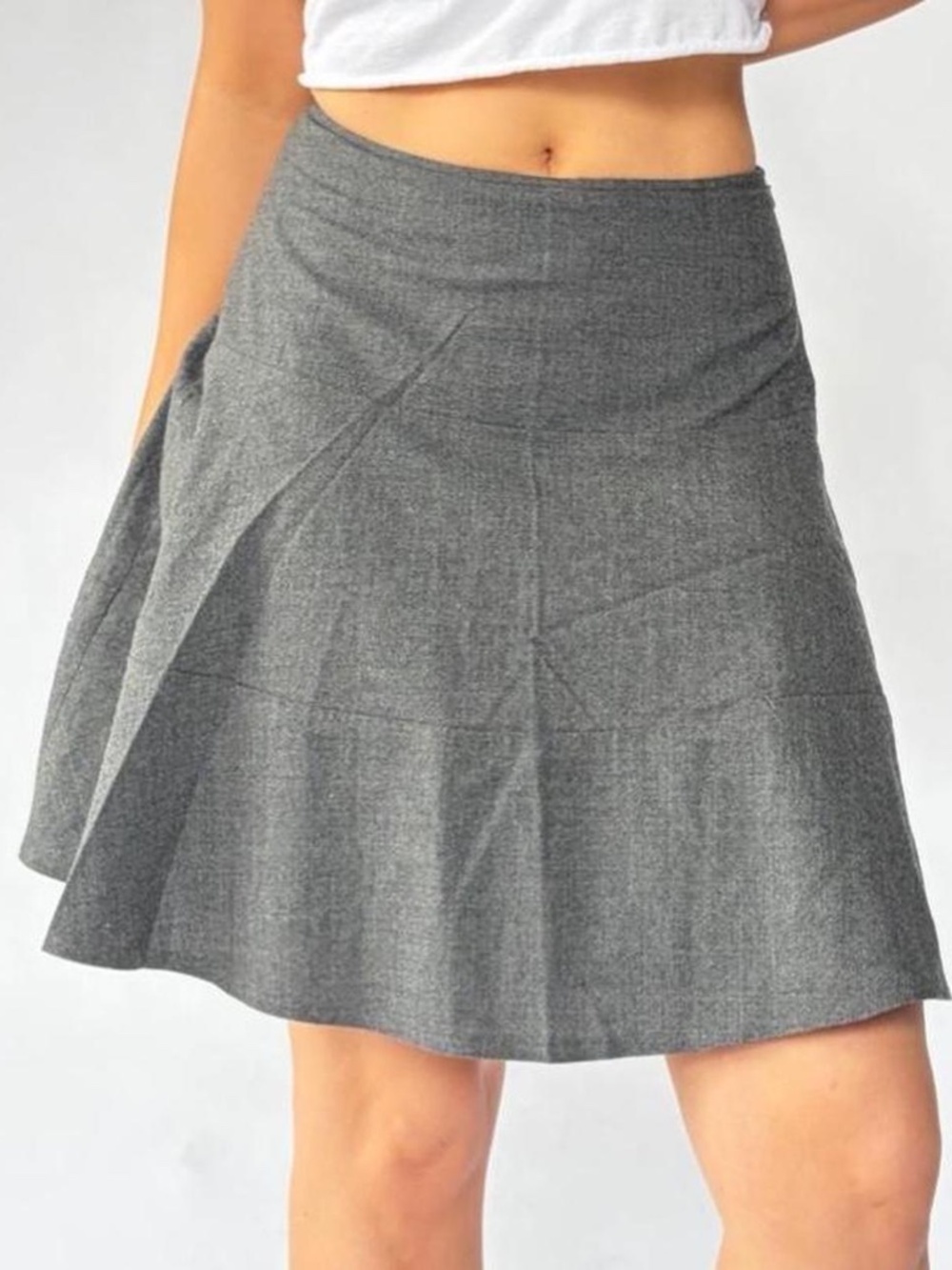 Low Rise Midi Skirt Gray DKNY Wool 4